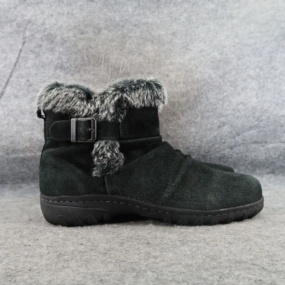 Khombu Shoes Womens 8 Bootie Winter Leather Faux Fur All Weather Lindsey Buckle